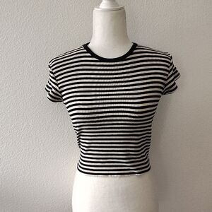 Brandy Melville Classic Black and White Striped Crop Top